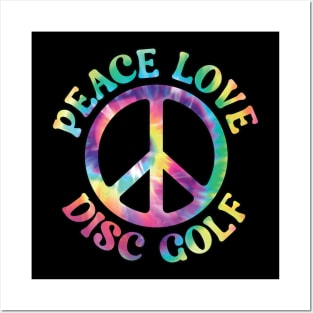 Multi-colored Peace Love Disc Golf for Men & Women Posters and Art